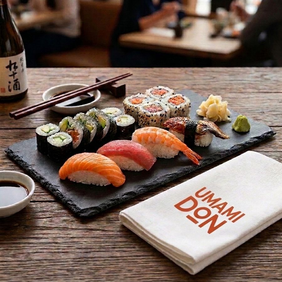 Combinado de sushi em ardósia